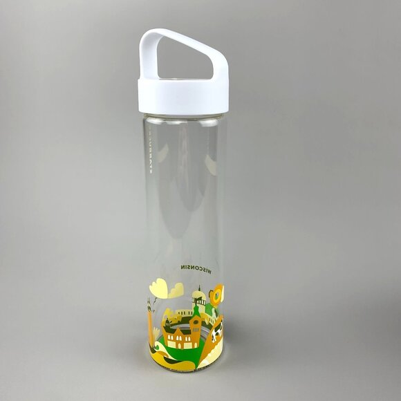 Starbucks You Are Here Collection Wisconsin Glass Water Bottle 18.5 Fl Oz  New - Picture 8 of 11